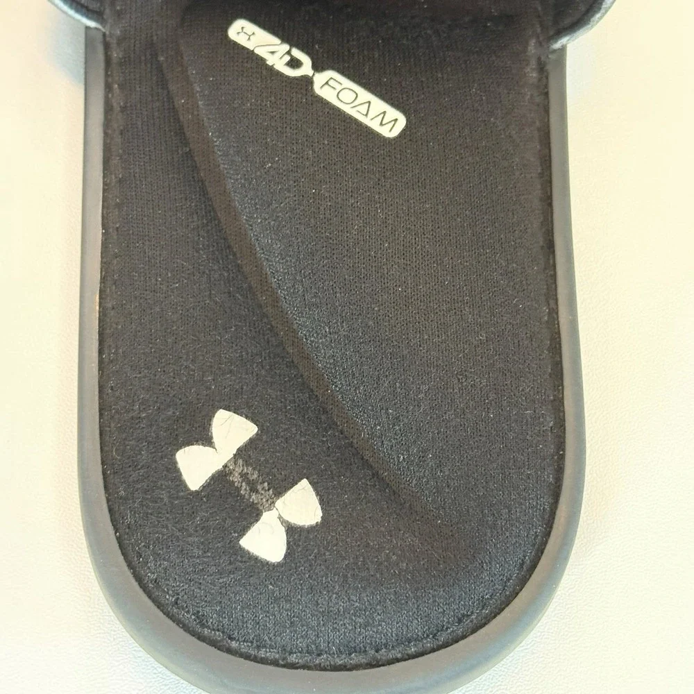 Under Armour Youth Size 3Y Black 4D Foam Slip On Slide Sandals